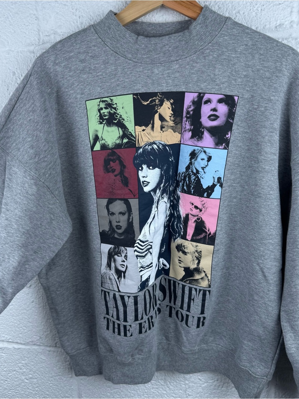 Taylor Swift The Eras Tour Gray Photo Collage Crewneck Sweatshirt XS